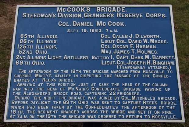 MCCOOK’S BRIGADE WAR MEMORIAL PLAQUE