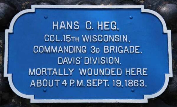 HANS C. HEG CANNONBALL MEMORIAL PLAQUE