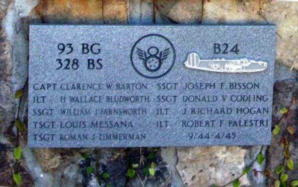 “CAPT. CLARENCE W. BARTON CREW” B-24 WAR MEMORIAL PLAQUE