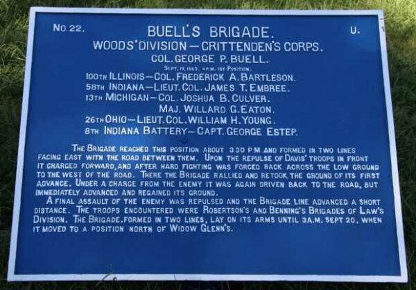 BUELL’S BRIGADE 1ST POSITION WAR MEMORIAL PLAQUE