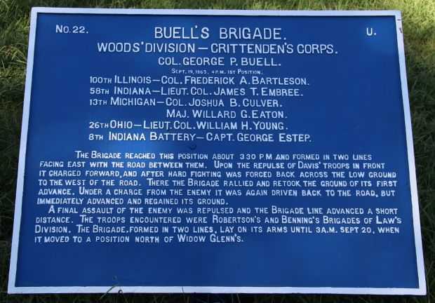 BUELL’S BRIGADE 1ST POSITION WAR MEMORIAL PLAQUE