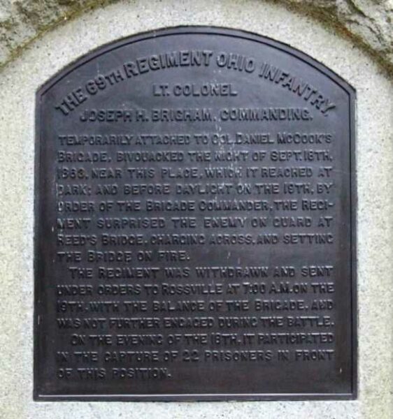 THE 69TH REGIMENT OHIO INFANTRY WAR MEMORIAL PLAQUE B