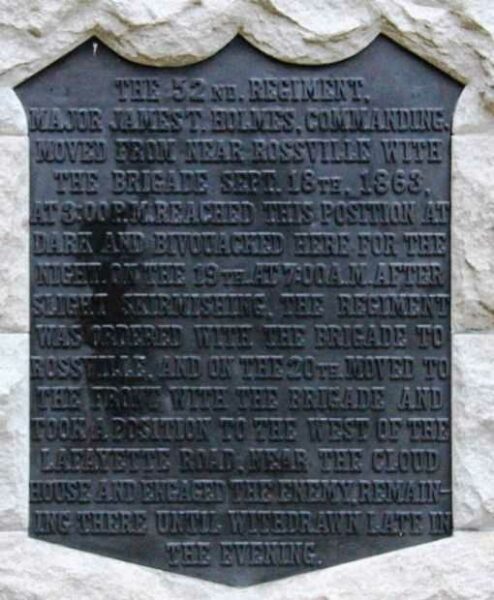 52ND OHIO INFANTRY WAR MEMORIAL PLAQUE