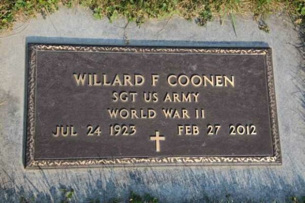 WILLARD F COONEN MEMORIAL CEMETERY STONE