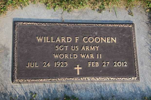 WILLARD F COONEN MEMORIAL CEMETERY STONE