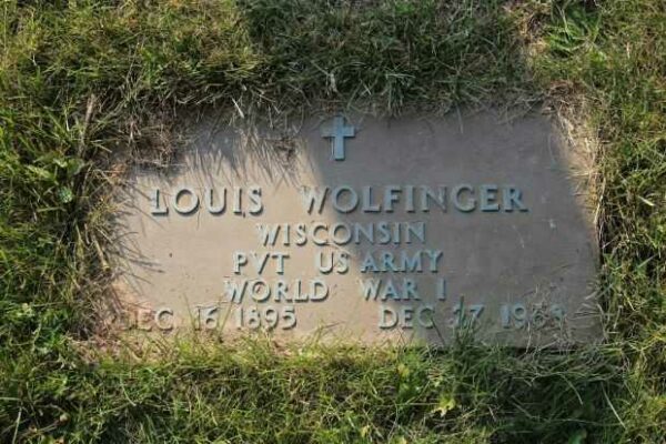 LOUIS WOLFINGER MEMORIAL CEMETERY STONE
