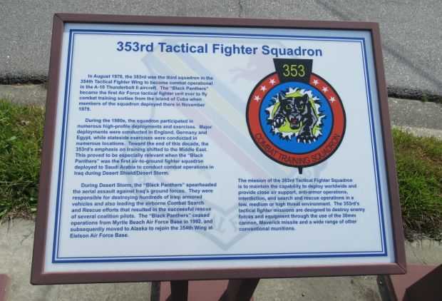 353RD TACTICAL FIGHTER SQUADRON MEMORIAL PLAQUE B