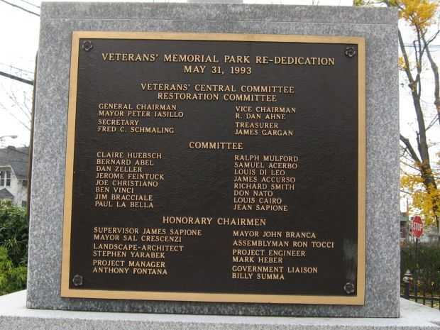 PORT CHESTER VETERANS MEMORIAL PARK PLAQUE