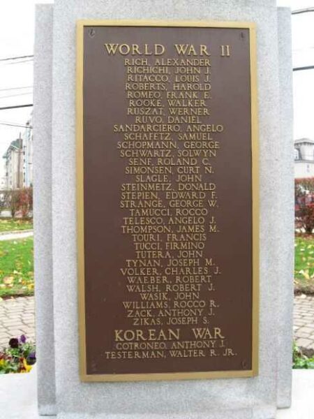 PORT CHESTER WORLD WAR II MEMORIAL PLAQUE E