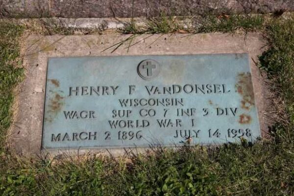 HENRY F VAN DONSEL MEMORIAL CEMETERY STONE