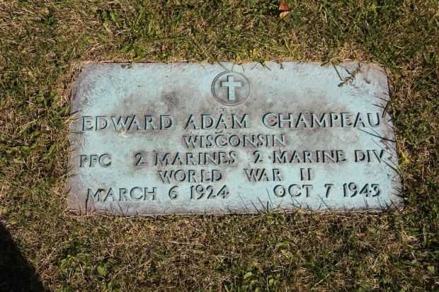 EDWARD ADAM CHAMPEAU MEMORIAL CEMETERY STONE