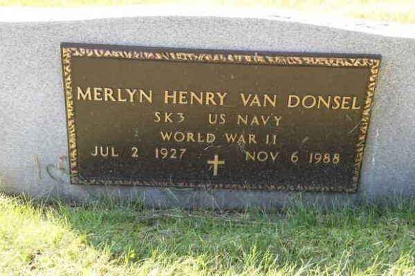 MERLYN HENRY VAN DONSEL MEMORIAL CEMETERY STONE