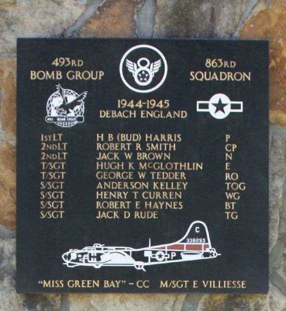 “MISS GREEN BAY” B-17 WAR MEMORIAL PLAQUE