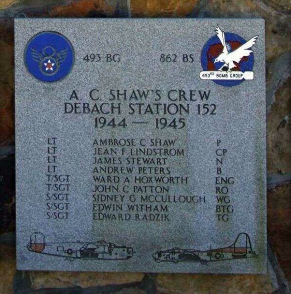 “A.C. SHAW’S CREW” B-17 AND B-24 WAR MEMORIAL PLAQUE
