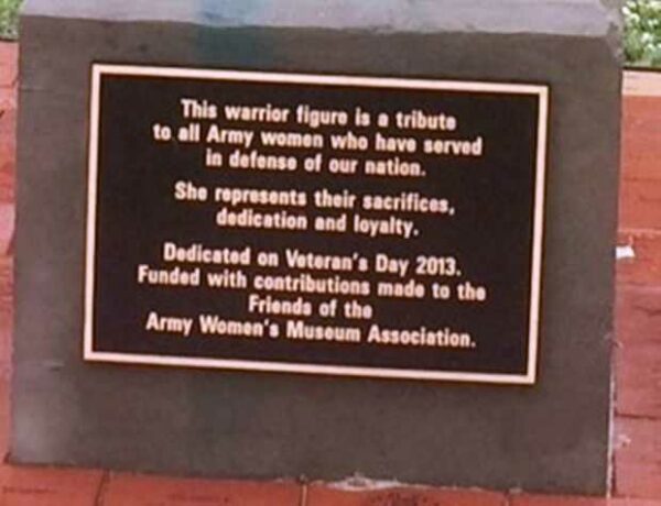 WOMAN WARRIOR WAR MEMORIAL PLAQUE