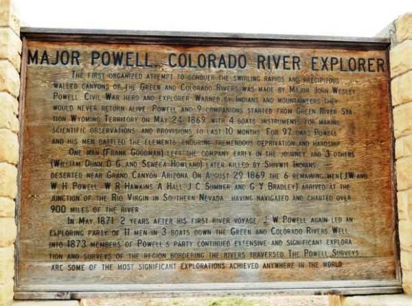 MAJOR POWELL COLORADO RIVER EXPLORER MEMORIAL MARKER