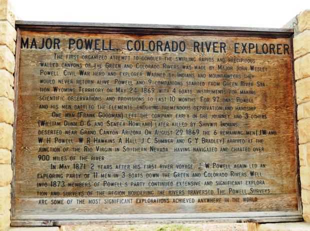 MAJOR POWELL COLORADO RIVER EXPLORER MEMORIAL MARKER