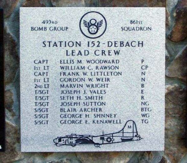 “STATION 152-DEBACH” B-17 WAR MEMORIAL PLAQUE