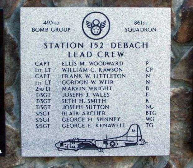 “STATION 152-DEBACH” B-17 WAR MEMORIAL PLAQUE