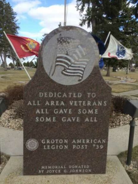 GROTON SOUTH DAKOTA VETERANS MEMORIAL DEDICATION STONE