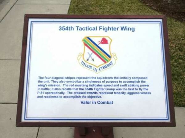 354TH TACTICAL FIGHTER WING VALOR IN COMBAT MEMORIAL PLAQUE