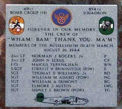 “WHAM BAM THANK YOU MA’M” B-24 WAR MEMORIAL PLAQUE
