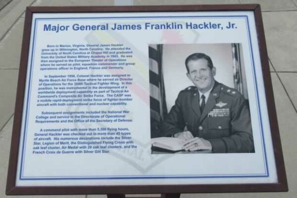 MAJOR GENERAL JAMES FRANKLIN HACKLER, JR. MEMORIAL PLAQUE