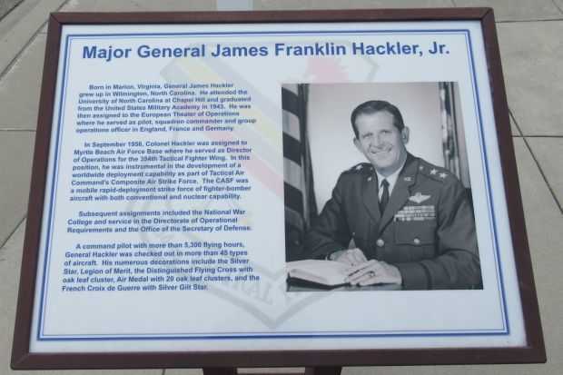 MAJOR GENERAL JAMES FRANKLIN HACKLER, JR. MEMORIAL PLAQUE
