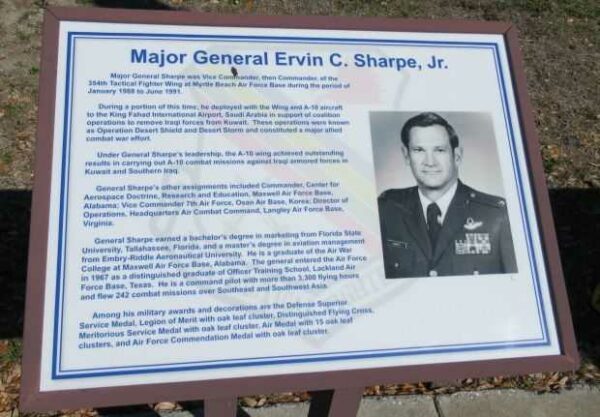 MAJOR GENERAL ERVIN C. SHARPE JR. MEMORIAL PLAQUE