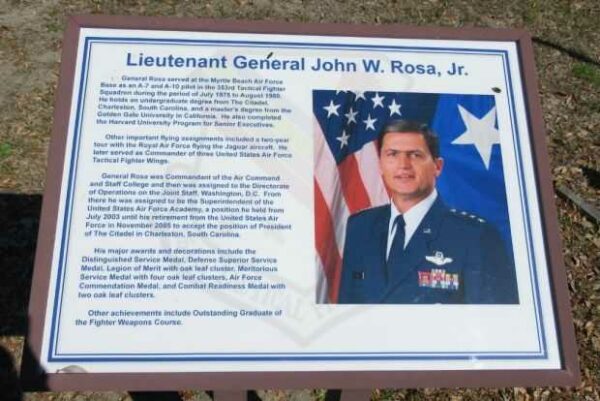 LIEUTENANT GENERAL JOHN W. ROSA, JR. MEMORIAL PLAQUE