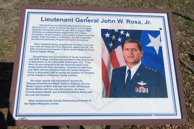 LIEUTENANT GENERAL JOHN W. ROSA, JR. MEMORIAL PLAQUE