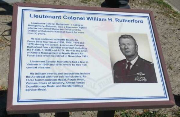 LIEUTENANT COLONEL WILLIAM H. RUTHERFORD MEMORIAL PLAQUE