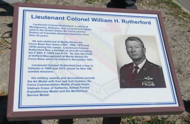 LIEUTENANT COLONEL WILLIAM H. RUTHERFORD MEMORIAL PLAQUE