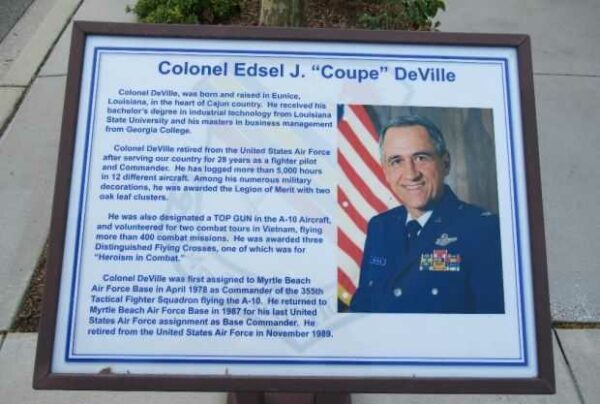 COLONEL EDSEL J. “COUPE” DEVILLE MEMORIAL PLAQUE