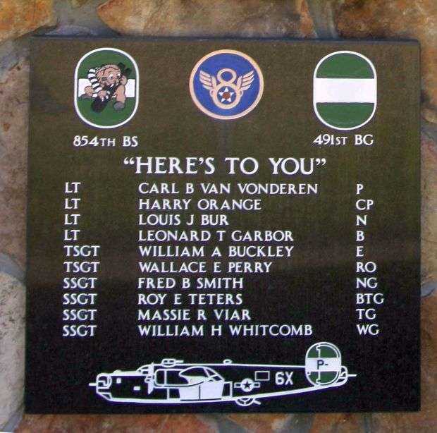“HERE’S TO YOU” B-24 WAR MEMORIAL PLAQUE