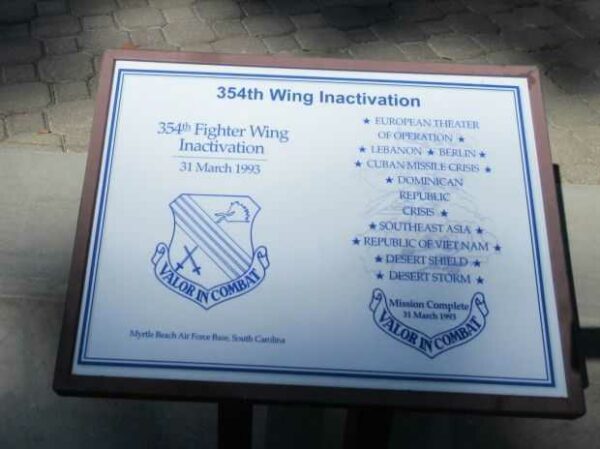 354TH WING INACTIVATION MEMORIAL PLAQUE
