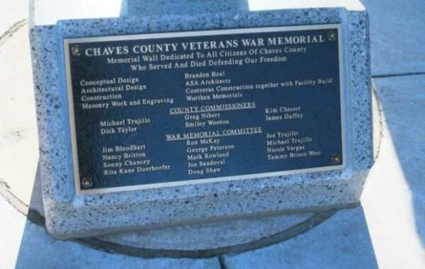 CHAVES COUINTY VETERANS WAR MEMORIAL PLAQUE
