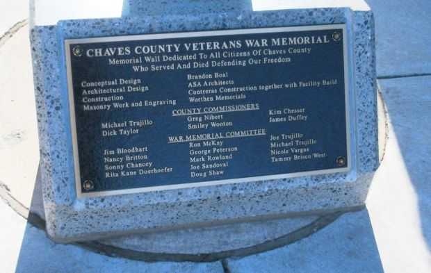CHAVES COUINTY VETERANS WAR MEMORIAL PLAQUE