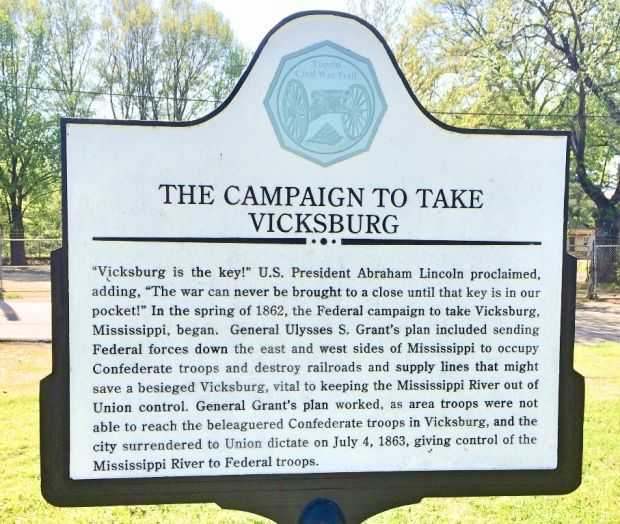 THE CAMPAIGN TO TAKE VICKSBURG WAR MEMORIAL MARKER