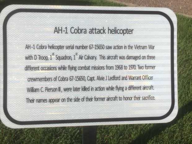 AH-1 COBRA ATTACK HELICOPTER WAR MEMORIAL PLAQUE
