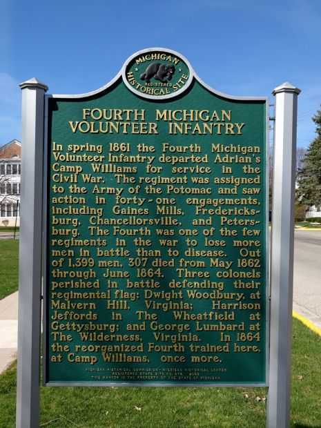 FOURTH MICHIGAN VOLUNTEER INFANTRY WAR MEMORIAL MARKER