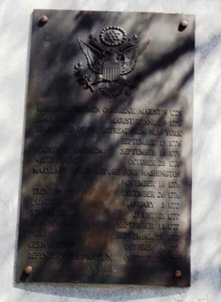 THE MARYLAND LINE MONUMENT PLAQUE C