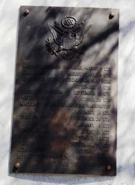 THE MARYLAND LINE MONUMENT PLAQUE C