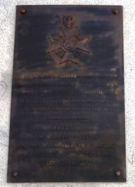 THE MARYLAND LINE MONUMENT PLAQUE A
