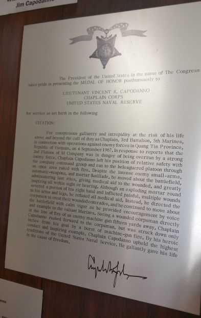 LIEUTENANT VINCENT ROBERT CAPODANNO MEDAL OF HONOR MEMORIAL PLAQUE B