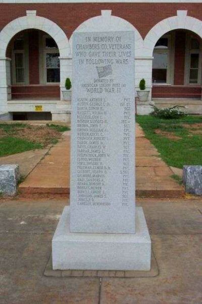 CHAMBERS COUNTY WAR MEMORIAL SIDE A
