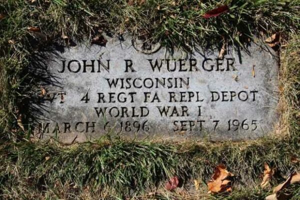 JOHN R WUERGER MEMORIAL CEMETERY STONE
