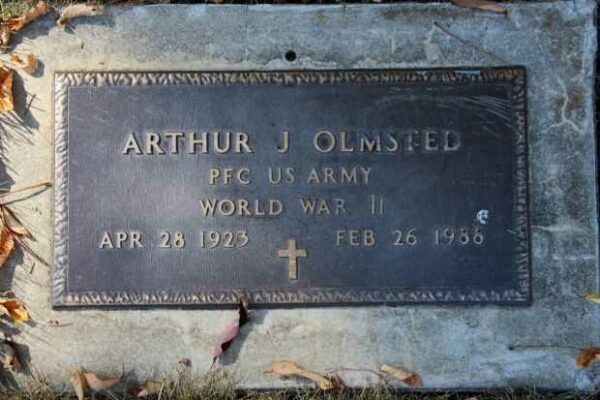 ARTHUR J OLMSTED MEMORIAL CEMETERY STONE