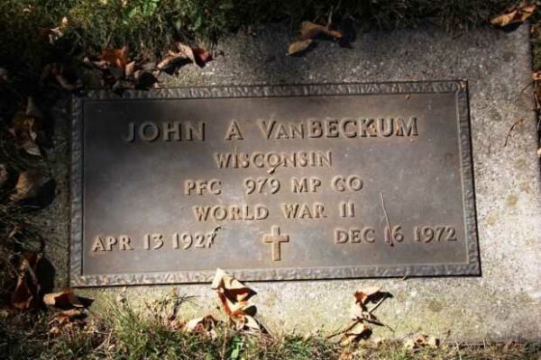 JOHN A VANBECKUM MEMORIAL CEMETERY STONE