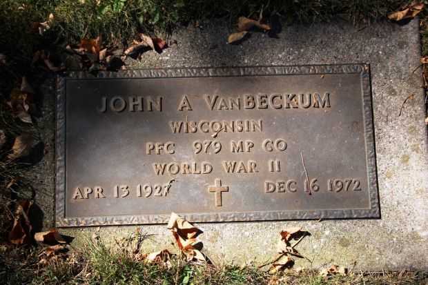 JOHN A VANBECKUM MEMORIAL CEMETERY STONE